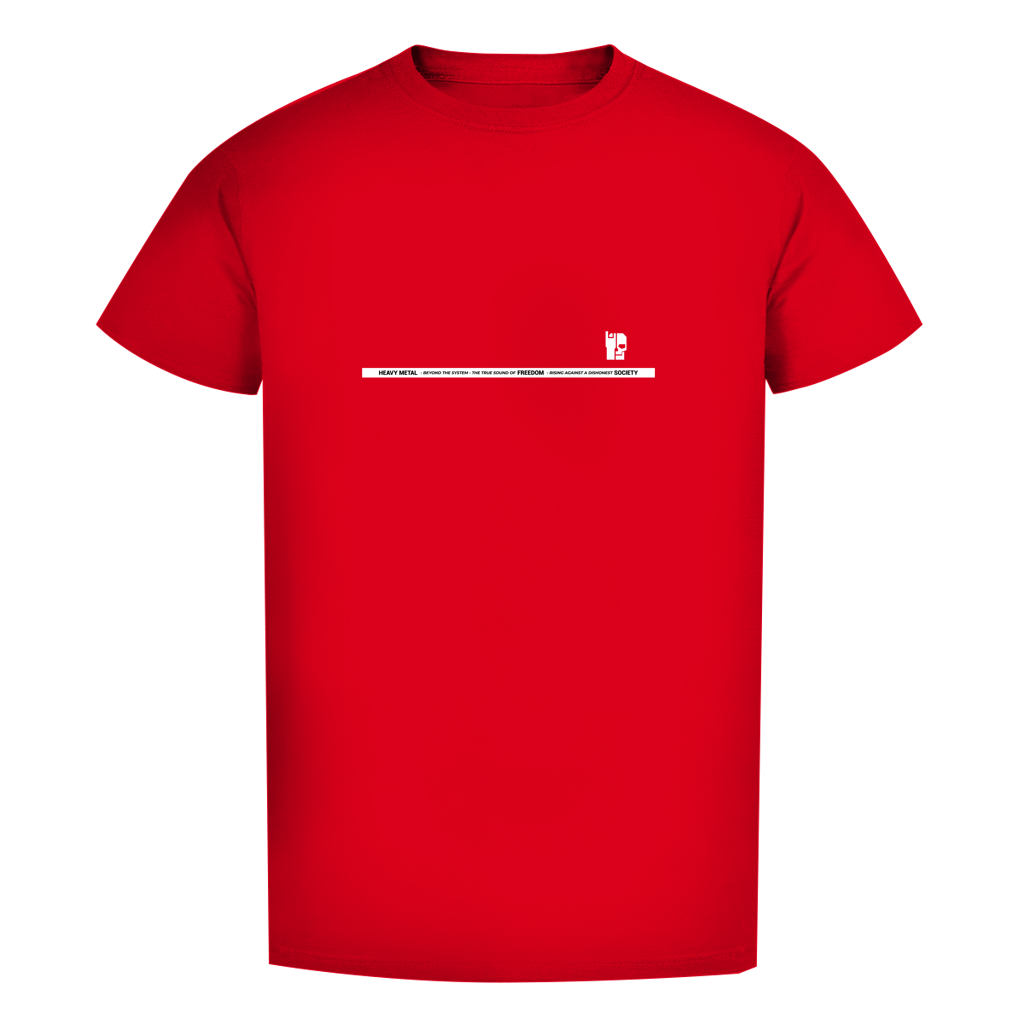 Herren T-Shirt Bio Slim, rot mit schmalem Textaufdruck mittig