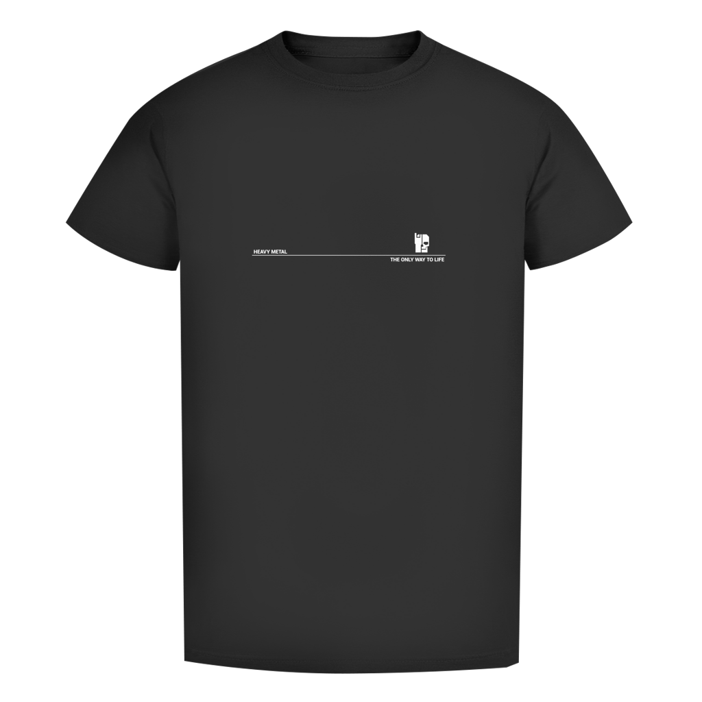 Herren T-Shirt slim: schwarzer Rundhalsausschnitt, Frontprint