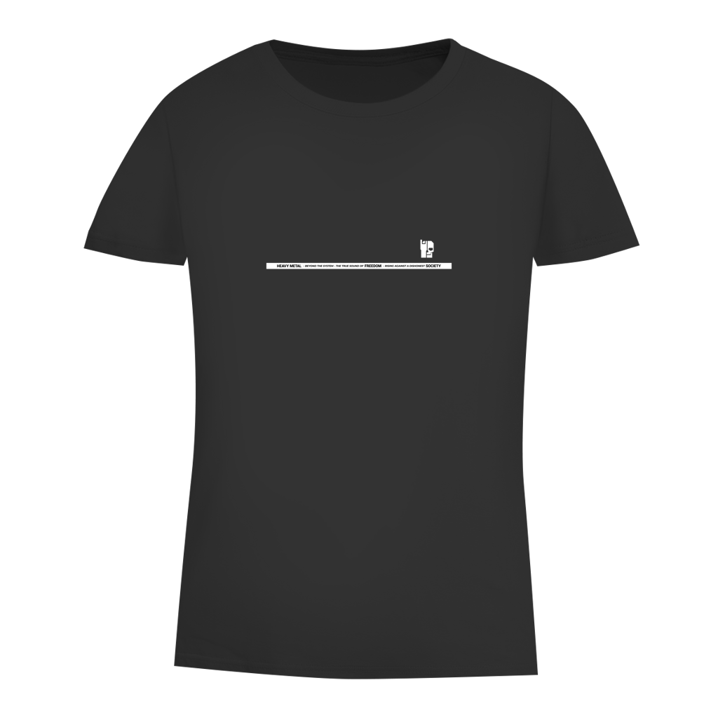 Damen-T-Shirt Bio Slim schwarz, schmaler Schriftprint mittig