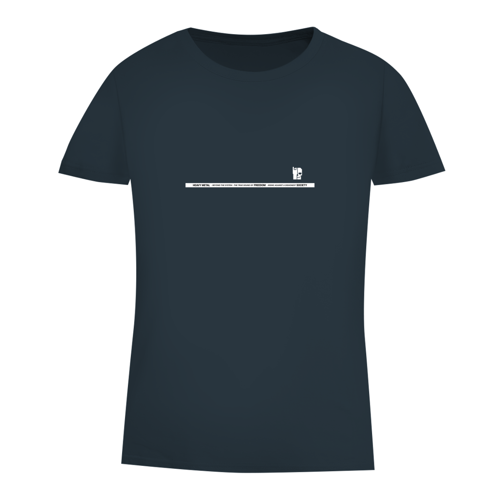 Damen-T-Shirt Bio Slim dunkelblau (Navy), schmaler Schriftprint mittig