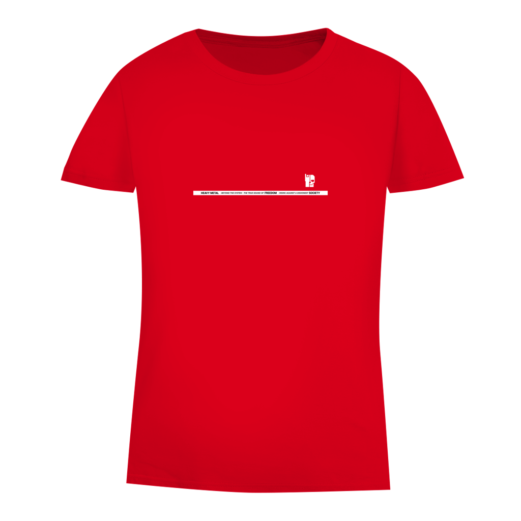 Damen-T-Shirt Bio Slim rot, schmaler Schriftprint mit Symbol
