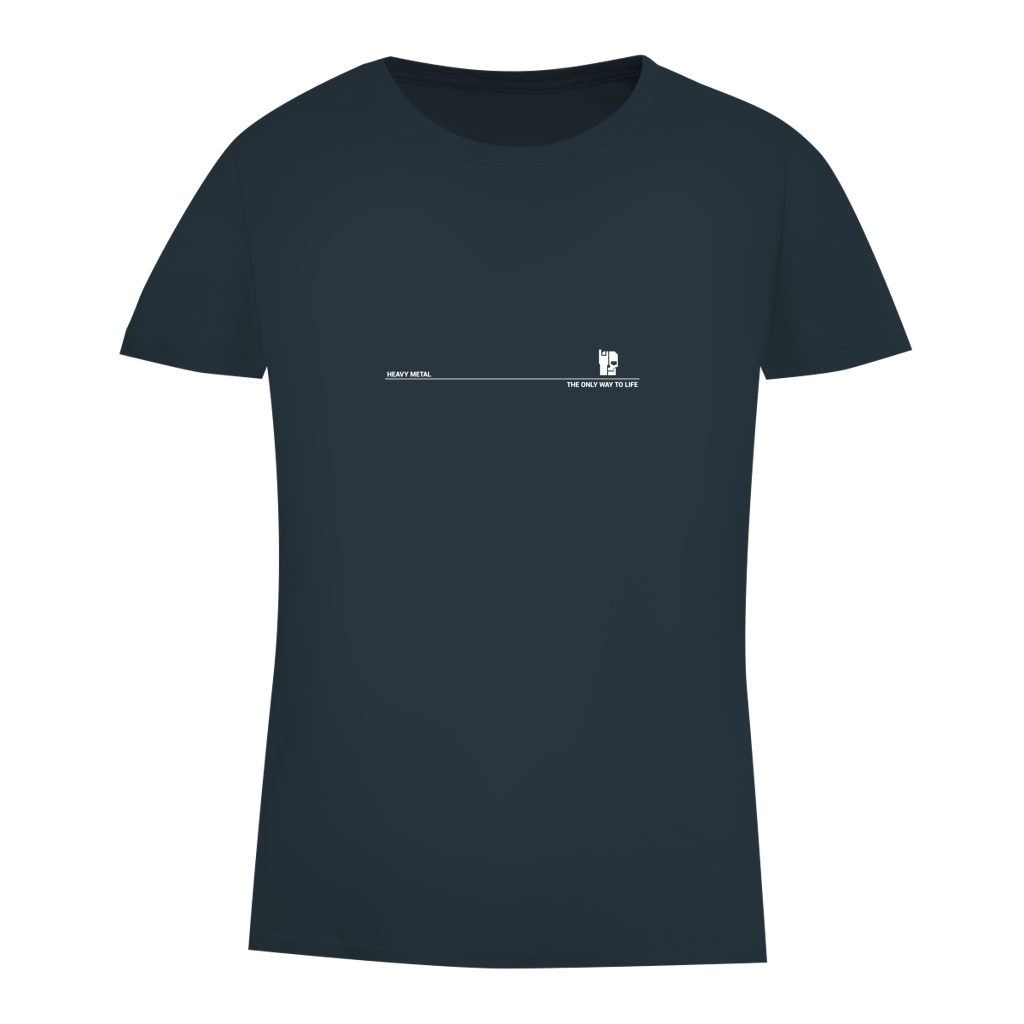Damen-T-Shirt Bio Slim Fit, dunkelblau mit Print über der Brust