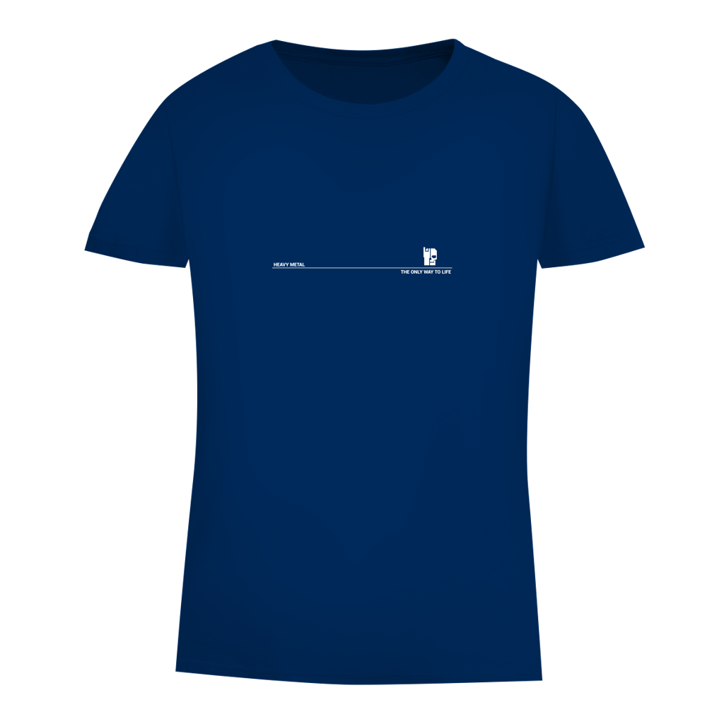 Damen-T-Shirt Bio Slim Fit, royalblau mit kleinem Brustprint
