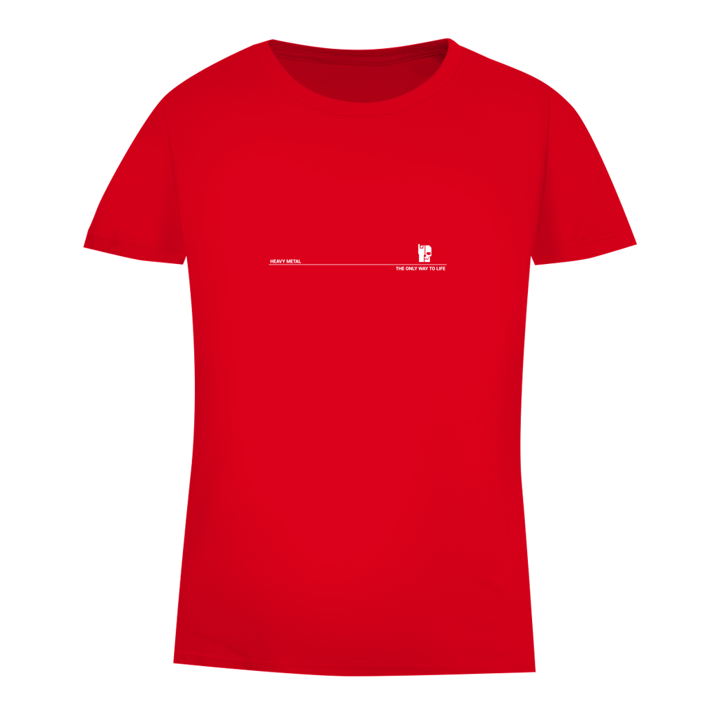 Damen-T-Shirt Bio Slim Fit, rot mit Print über der Brust