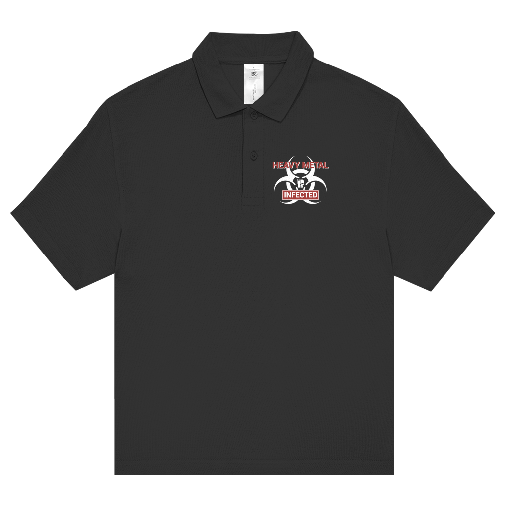 BnU Metal Hazard polo shirt, black front with chest graphic