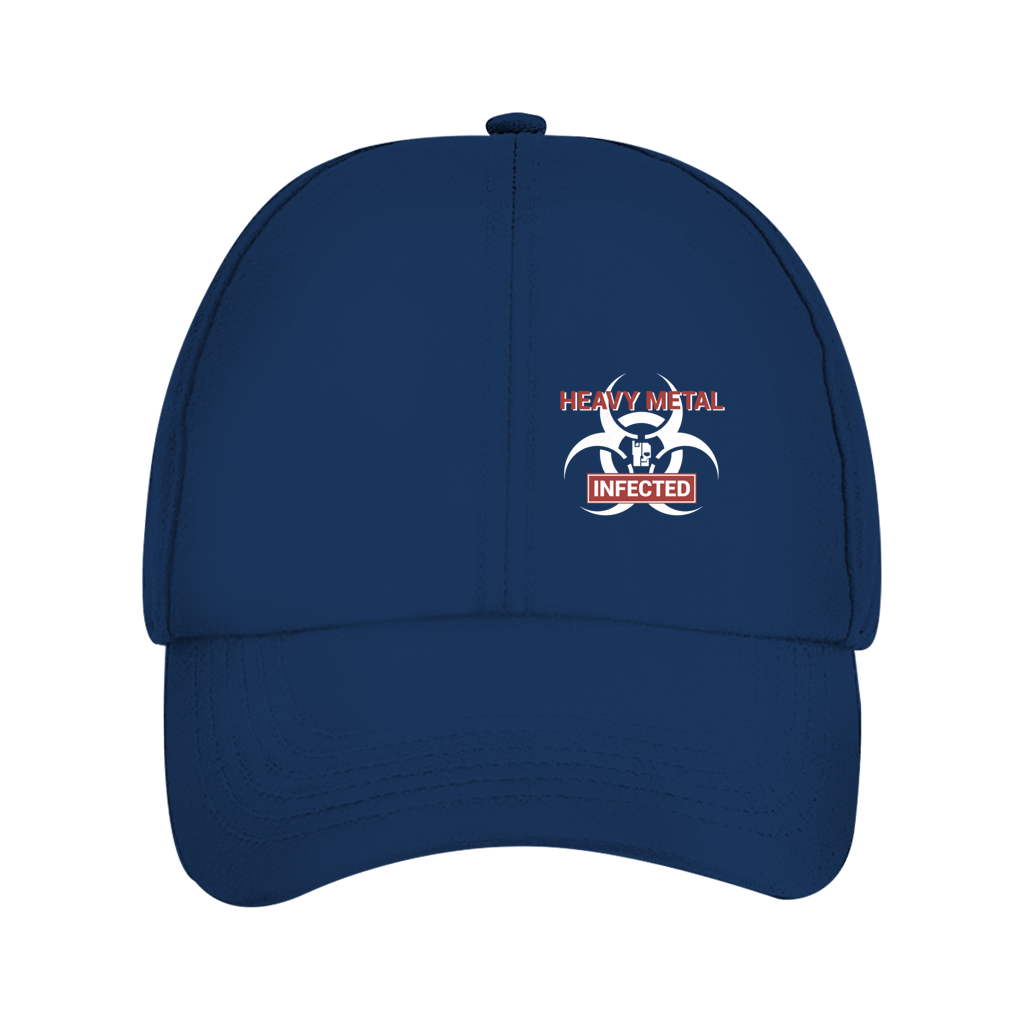 Oxford Navy Dad Cap mit „HEAVY METAL“ und „INFECTED“ Schild-Logo vorn