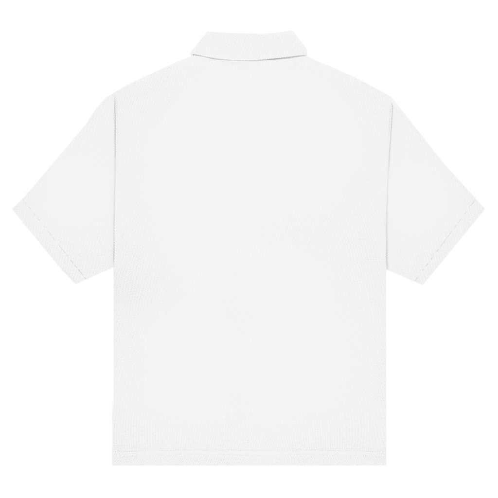 BnU Free Mind polo shirt, white; plain back with ribbed collar and short sleeves