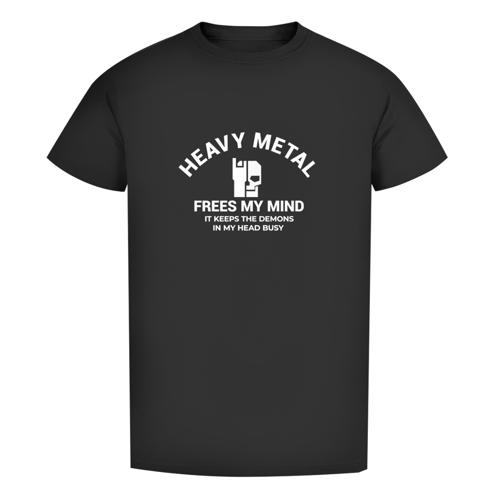Herren-T-Shirt Bio in Schwarz mit Frontprint „Heavy Metal / Free My Mind“