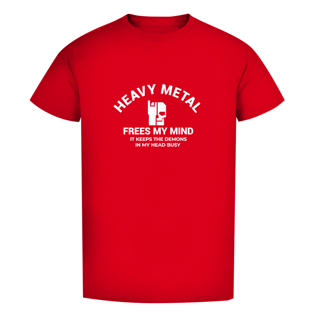 Herren-T-Shirt Bio in Rot mit Frontprint „Heavy Metal / Free My Mind“