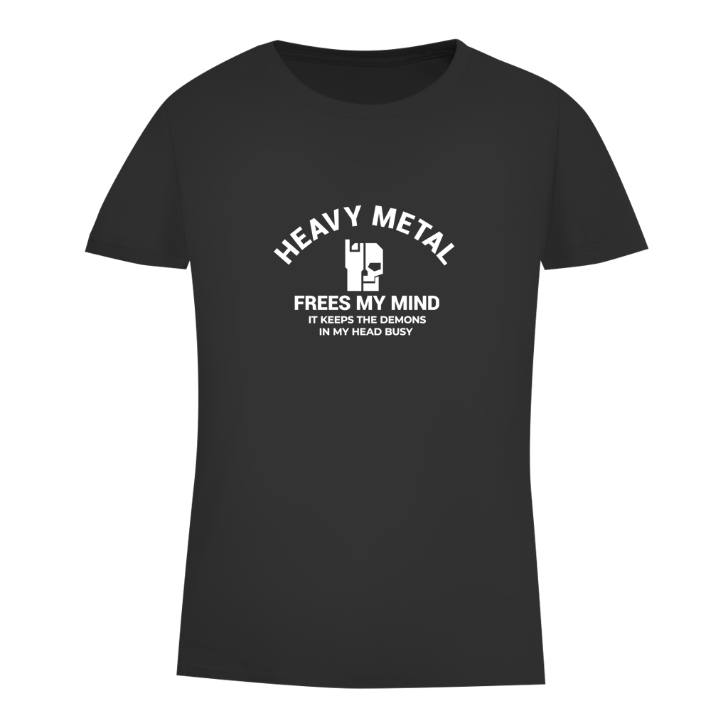 Damen-T-Shirt Bio, schwarz, Frontprint „HEAVY METAL“