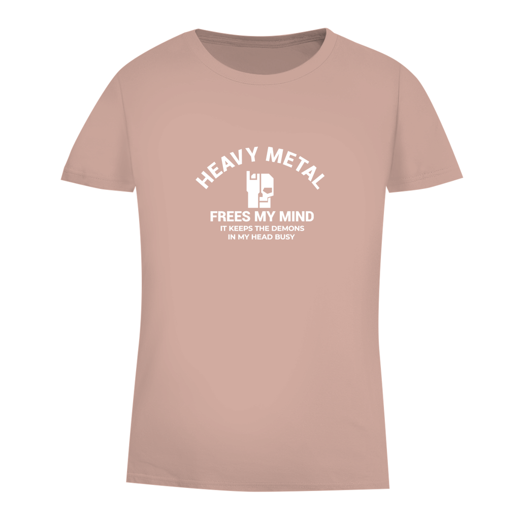 Damen-T-Shirt Bio, Millennial Pink, Frontprint „HEAVY METAL“