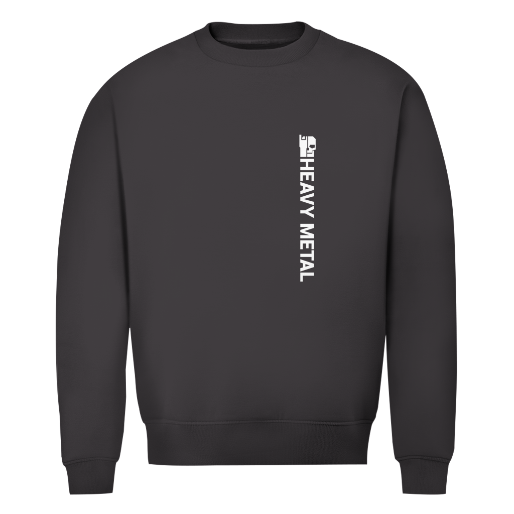Herren-Sweatshirt, Bio-Baumwolle, dunkelgrau, vorderseitiger vertikaler Aufdruck, Ärmelbündchen