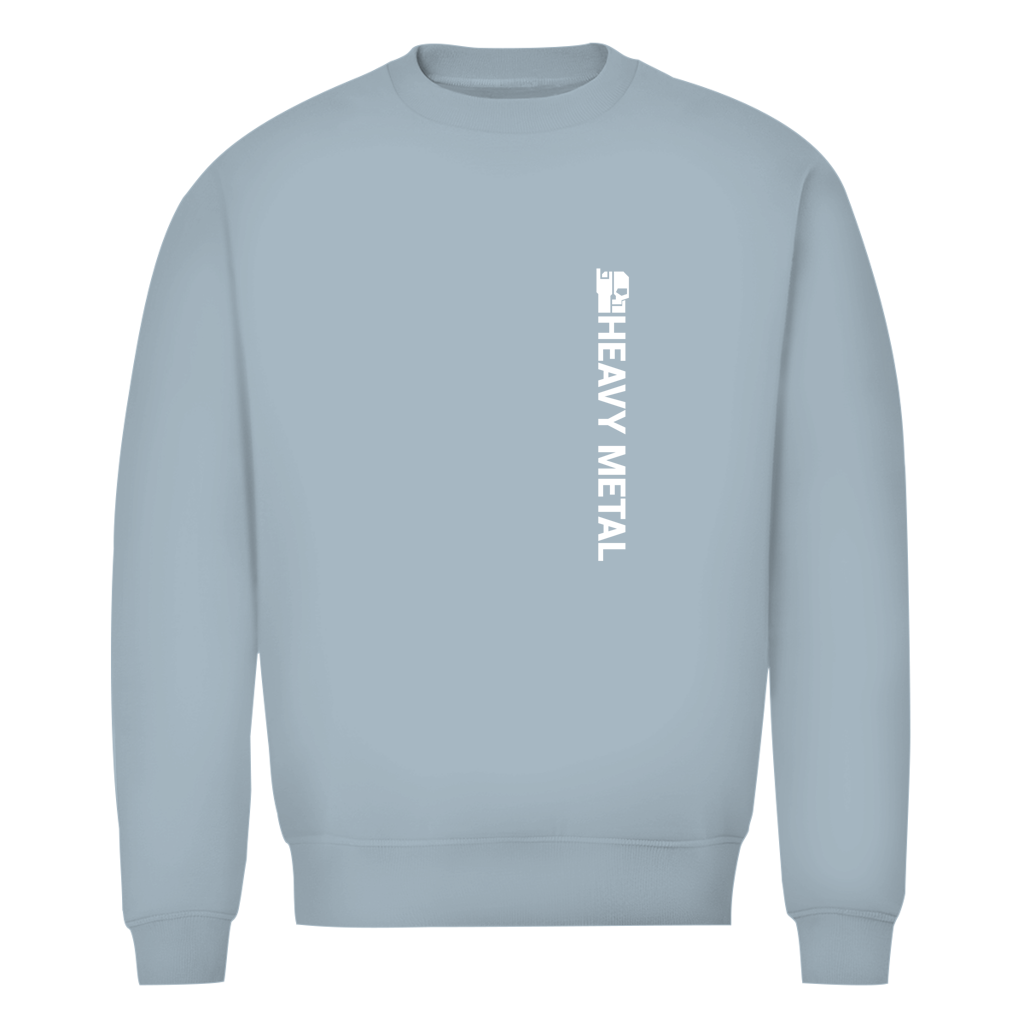 Herren-Sweatshirt, Bio-Baumwolle, hellblau, zentraler vertikaler Aufdruck, Rundhalsausschnitt