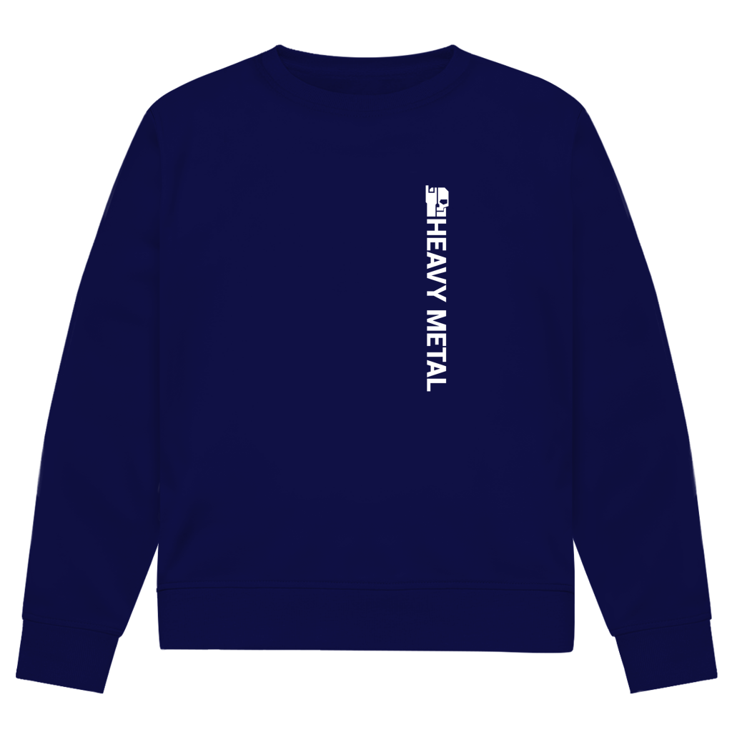 Herren-Sweatshirt Bio, Navy Blue, Rundhalsausschnitt, Front mit vertikalem Aufdruck