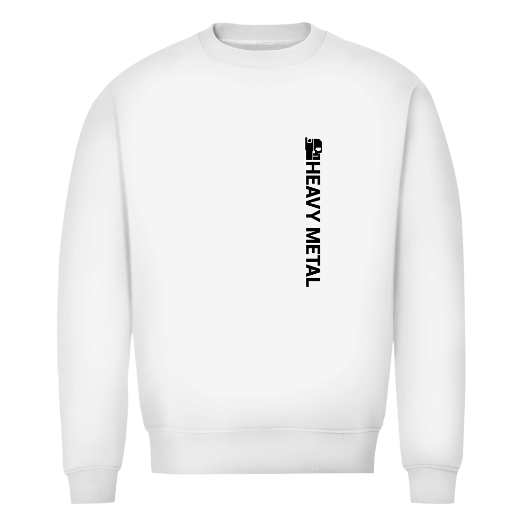 Herren-Sweatshirt, Bio-Baumwolle, weiß, zentraler vertikaler Aufdruck, Rundhalsausschnitt