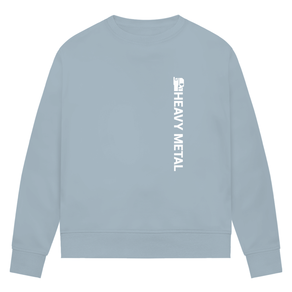 Damen-Sweatshirt Bio in Hellblau, Frontansicht mit vertikalem Print
