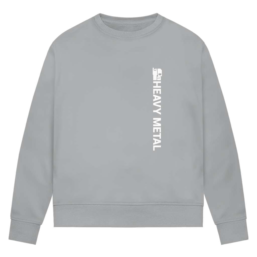 Damen-Sweatshirt Bio in Hellgrau, Frontansicht mit vertikalem Print