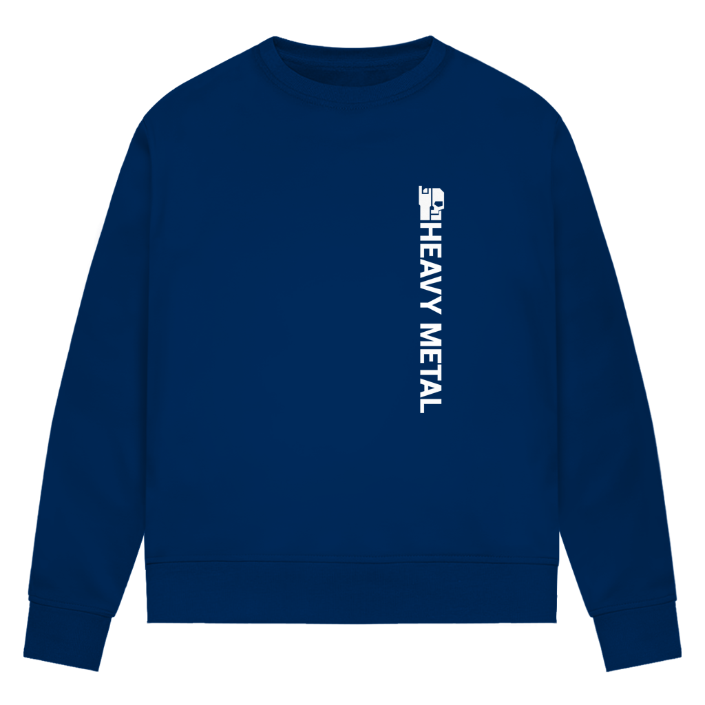 Damen-Sweatshirt Bio in Navy, Frontansicht mit vertikalem Print
