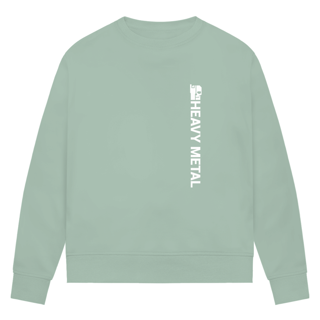 Damen-Sweatshirt, Salbei-Grün mit vertikalem Print auf der Vorderseite