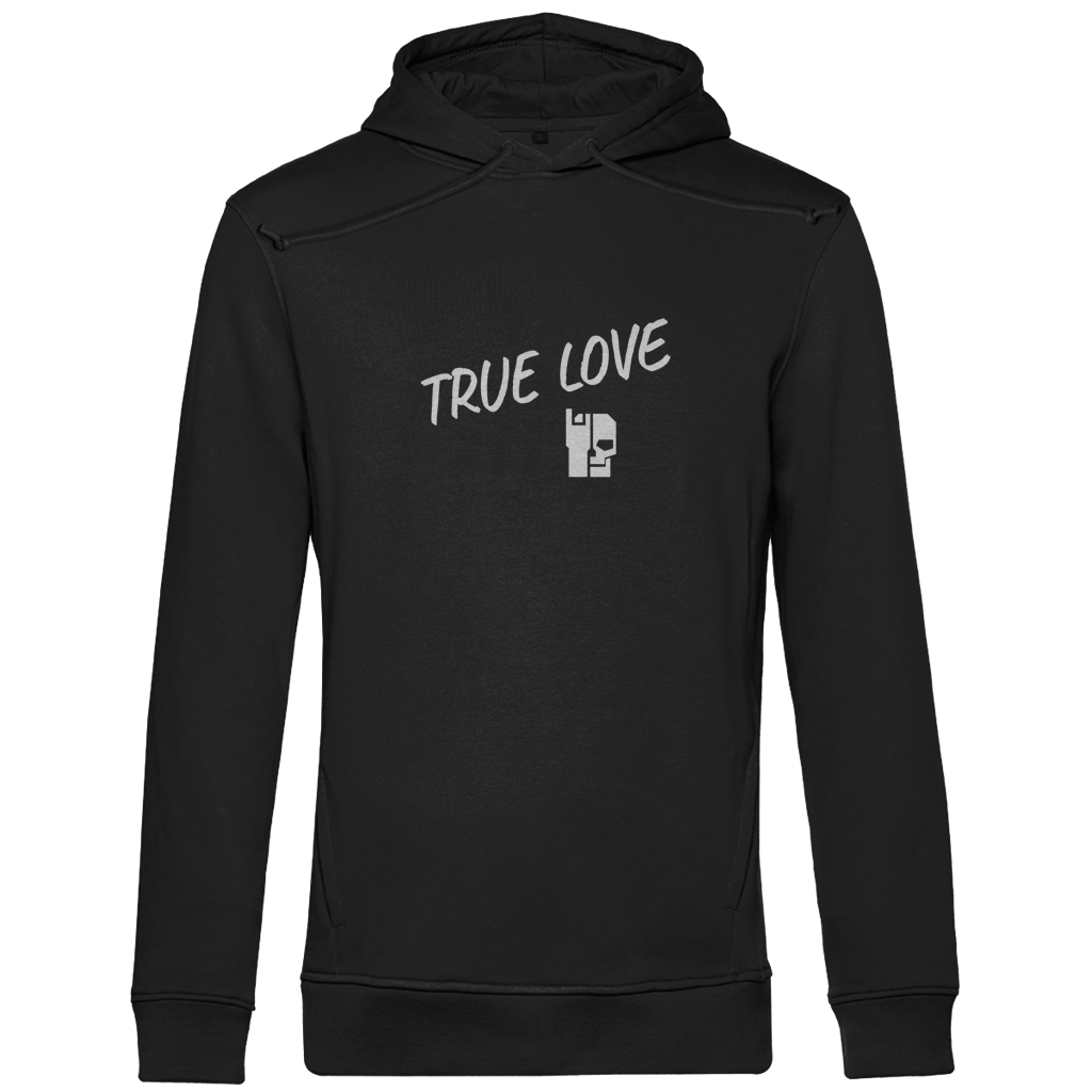 Herren Hoodie schwarz mit Kapuze und Frontdruck „TRUE LOVE“