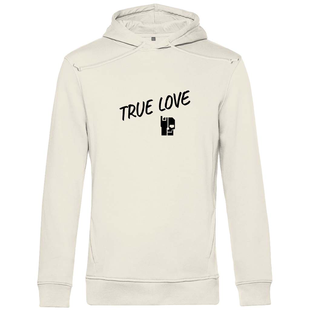 Herren Hoodie Off-White mit Kapuze und Frontdruck „TRUE LOVE“