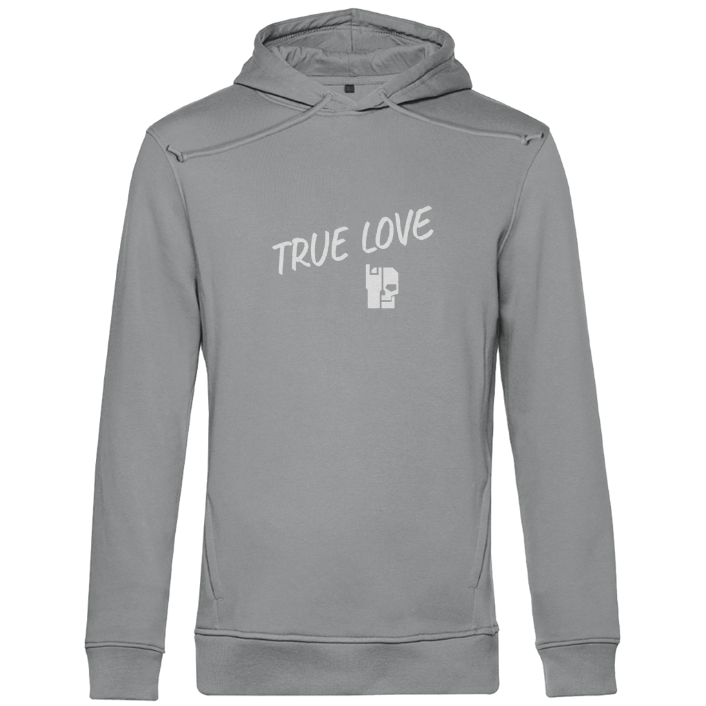 Herren Hoodie Hellgrau mit Kapuze und Frontdruck „TRUE LOVE“