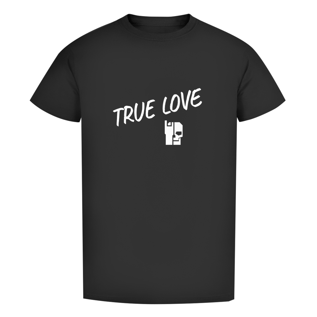 Herren-T-Shirt Schwarz mit Aufdruck „TRUE LOVE“ vorne