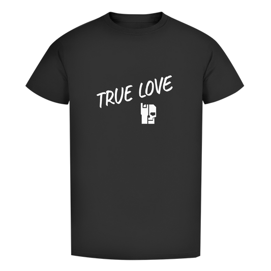 Herren-T-Shirt Schwarz mit Aufdruck „TRUE LOVE“ vorne
