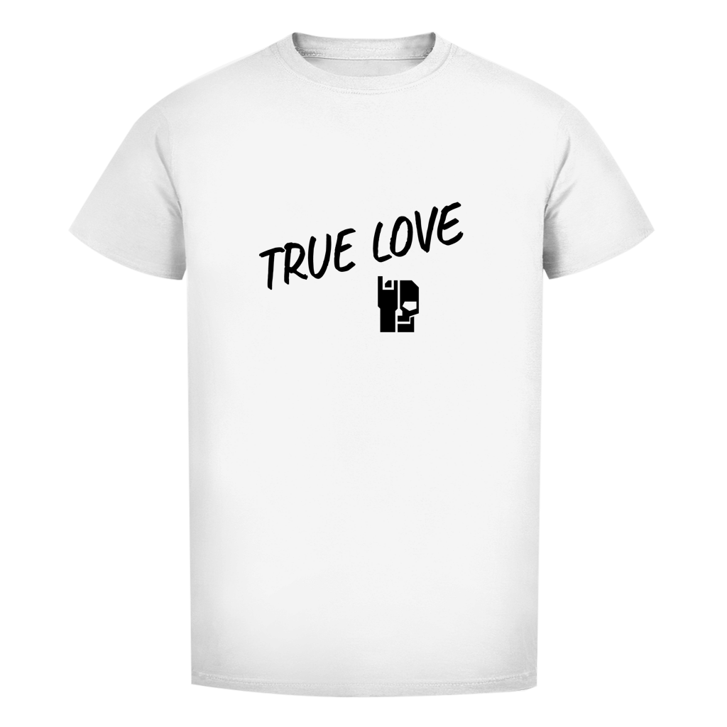 Herren-T-Shirt Weiß mit Aufdruck „TRUE LOVE“ vorne