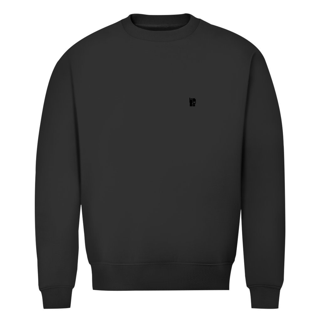 Herren-Sweatshirt, schwarz auf schwarz mit kleinem Brustprint