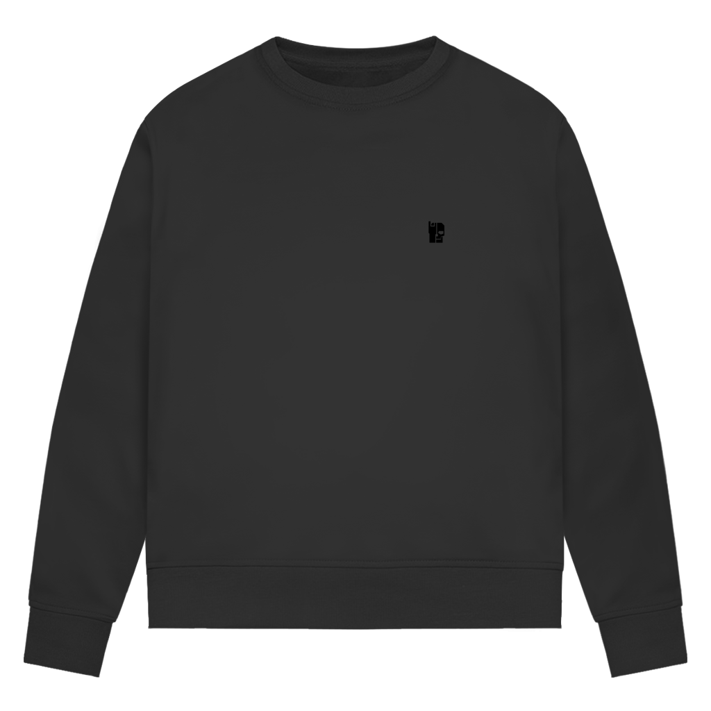 Damen-Sweatshirt Bio, schwarz (Small) mit kleinem Logo vorne