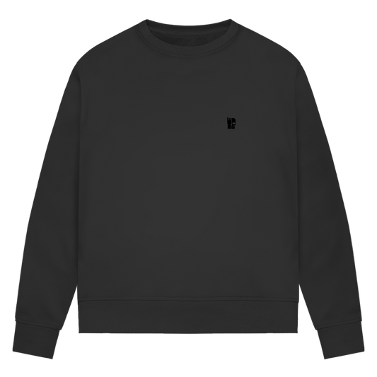 Damen-Sweatshirt Bio, schwarz (Small) mit kleinem Logo vorne