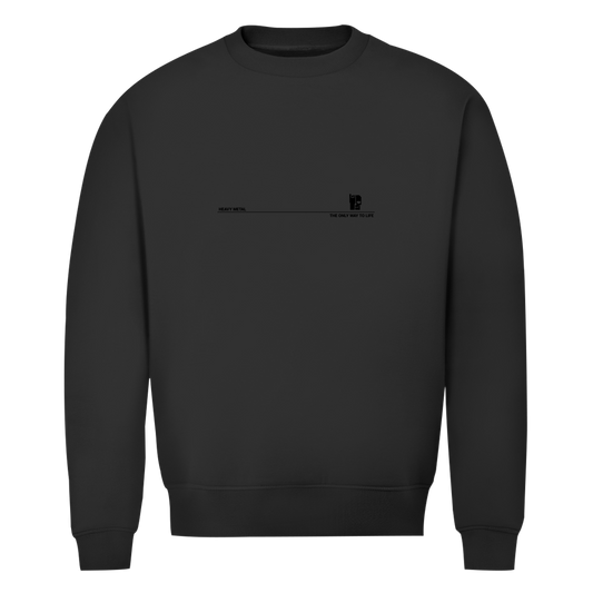 Herren-Sweatshirt Schwarz auf Schwarz, Rundhalsausschnitt, kleiner Frontprint