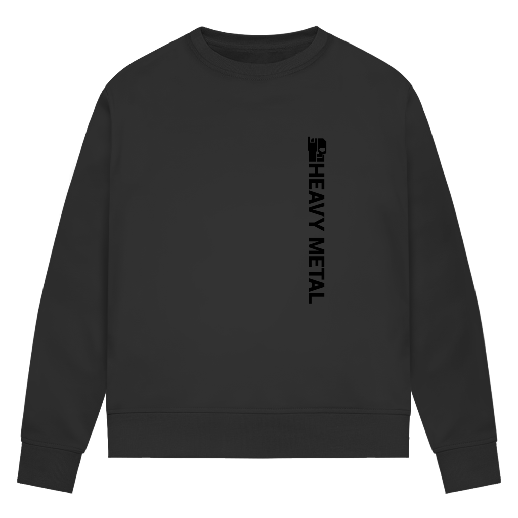 Damen-Sweatshirt Bio schwarz mit HEAVY METAL Frontdruck