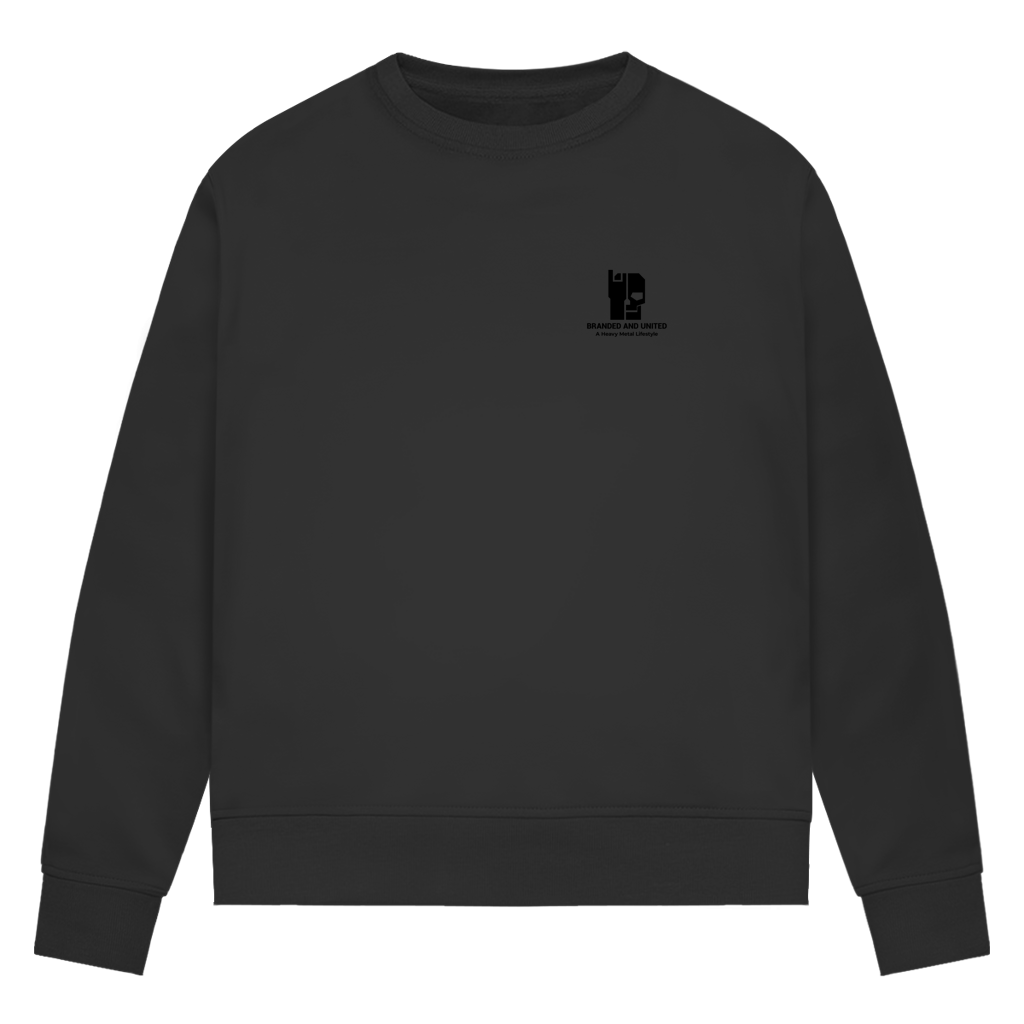 Damen-Sweatshirt in Schwarz mit kleinem Logo auf der Brust