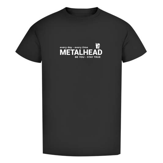 Herren-T-Shirt, schwarz, Frontprint mit METALHEAD-Schriftzug