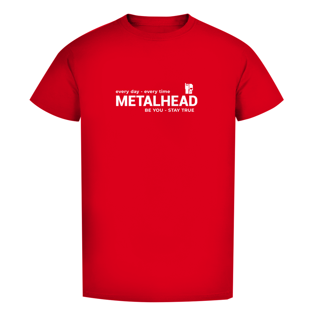Rotes Herren-T-Shirt mit Rundhalsausschnitt und weißem Frontprint