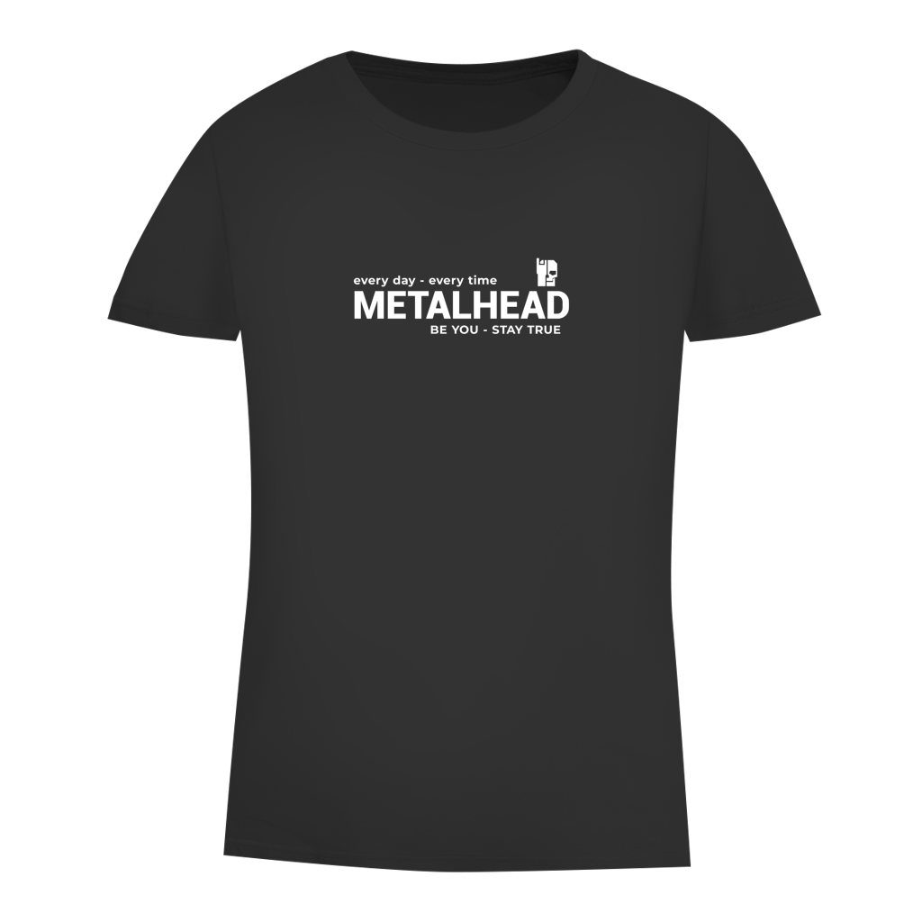 Damen-T-Shirt (Bio) schwarz mit METALHEAD-Schriftprint vorn