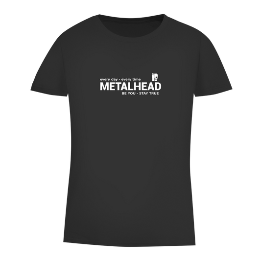 Damen-T-Shirt (Bio) schwarz mit METALHEAD-Schriftprint vorn