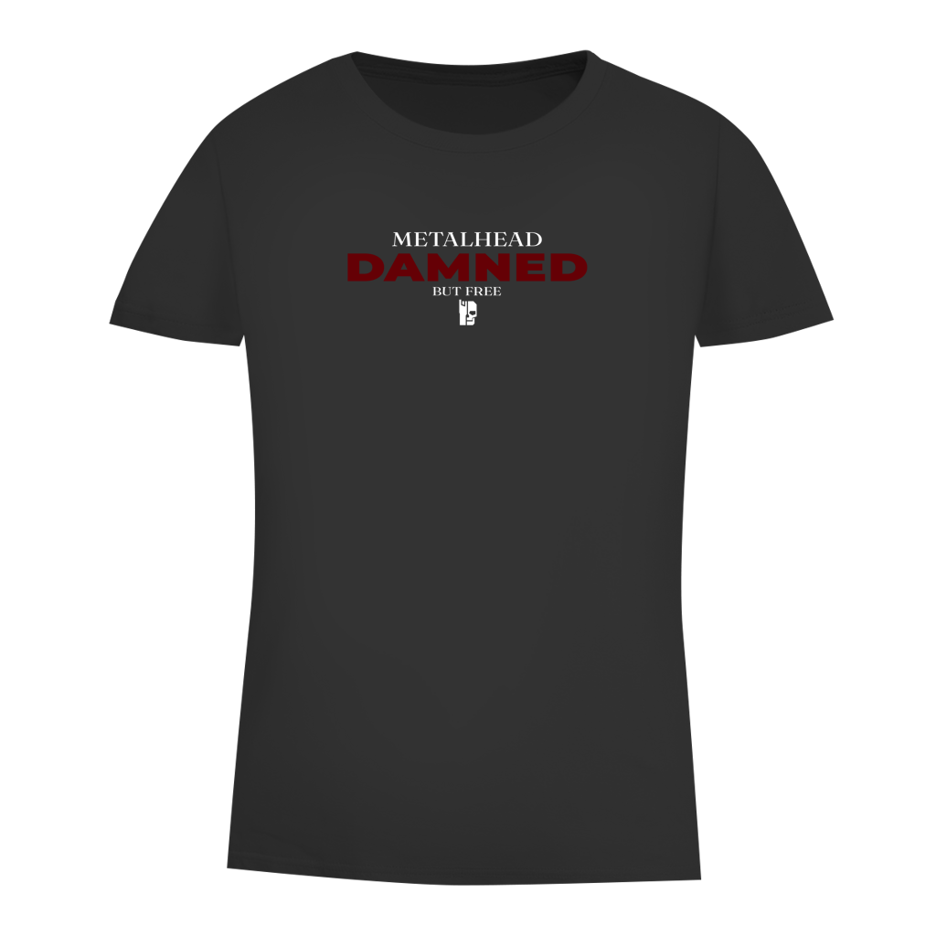 Schwarzes Damen-T-Shirt mit rotem Brust-Print, Rundhalsausschnitt