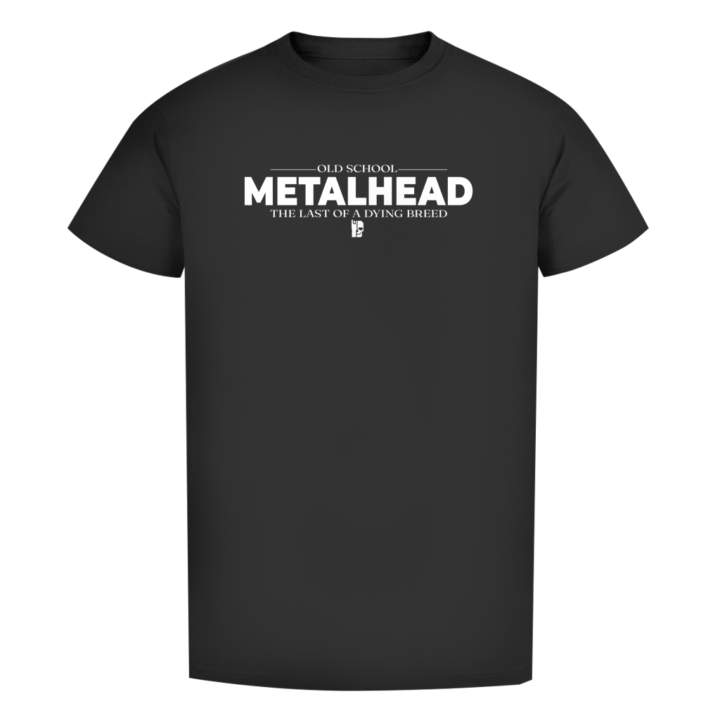 Schwarzes Herren-T-Shirt mit Metalhead-Print, Rundhalsausschnitt