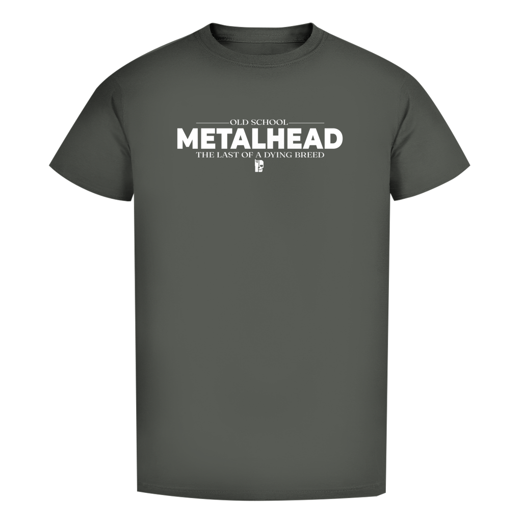 Dunkelgraues Herren-T-Shirt mit Metalhead-Print, Rundhalsausschnitt