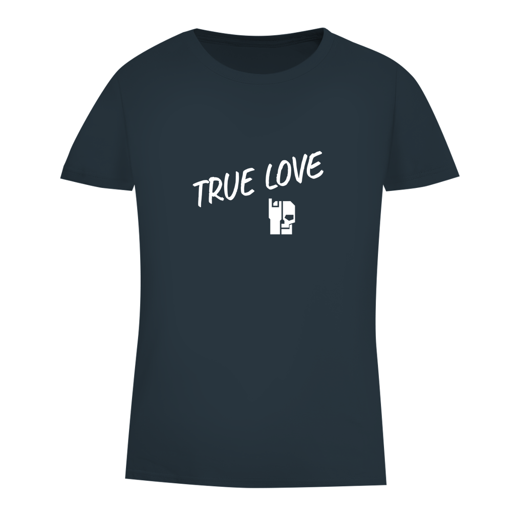 Dunkelblaues Damen-T-Shirt mit „TRUE LOVE“-Print