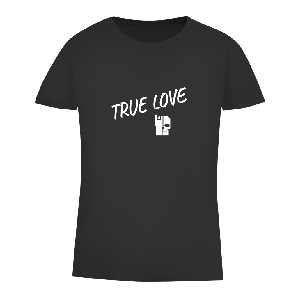 Schwarzes Damen-T-Shirt mit Aufdruck „TRUE LOVE“