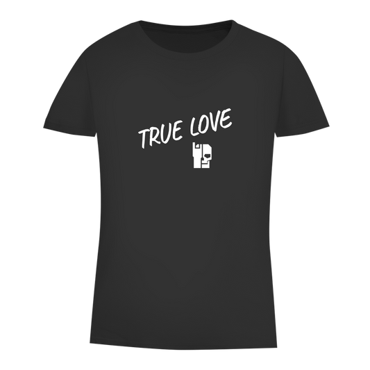 Schwarzes Damen-T-Shirt mit Aufdruck „TRUE LOVE“
