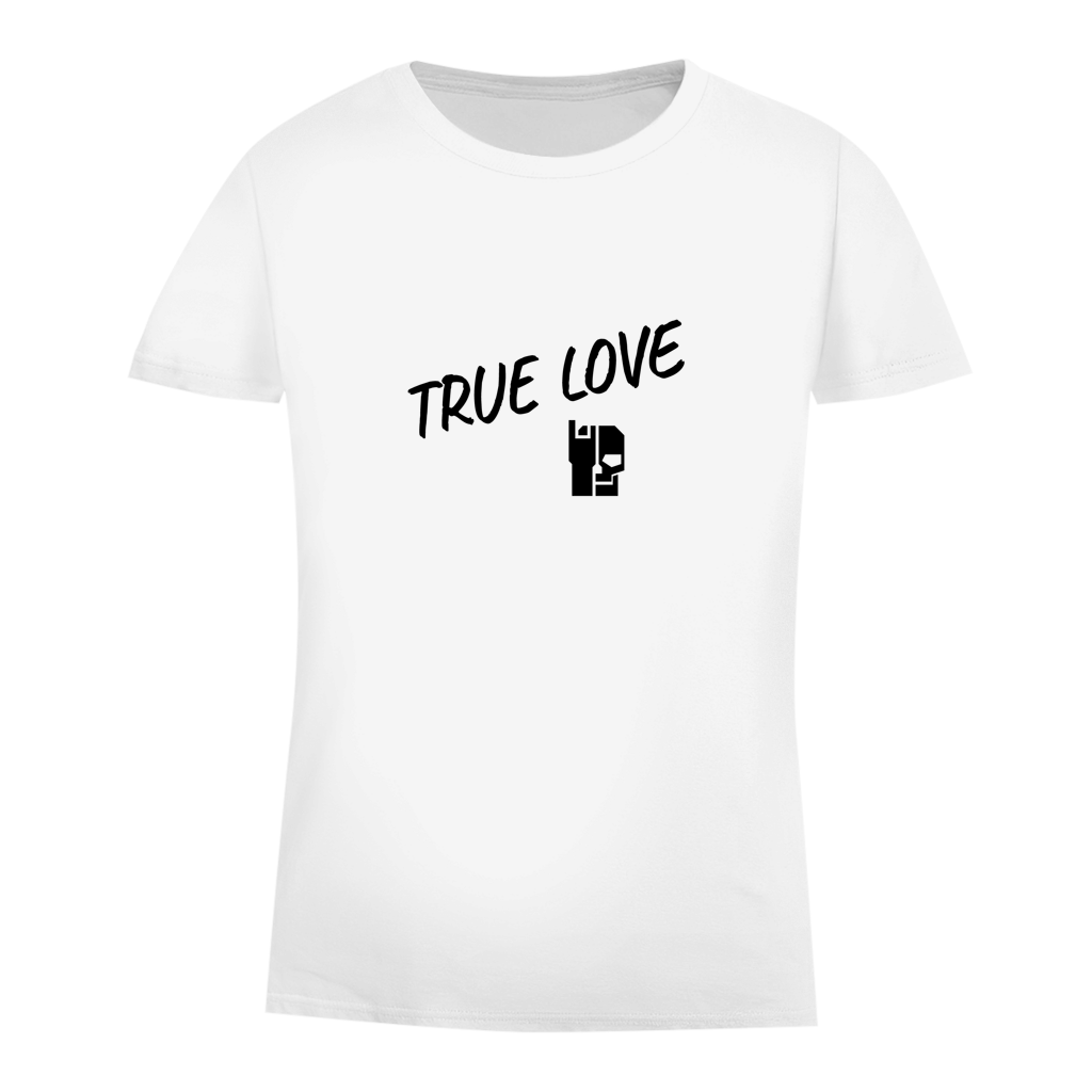 Weißes Damen-T-Shirt mit Aufdruck „TRUE LOVE“